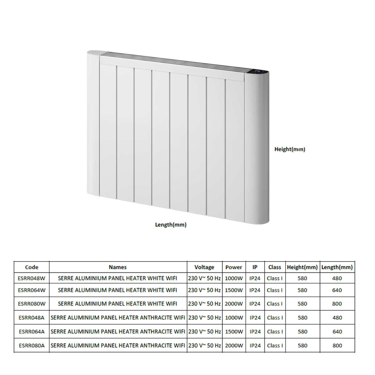 Reina Serre Aluminium Wall Mounted Heated Towel Rail Radiator White