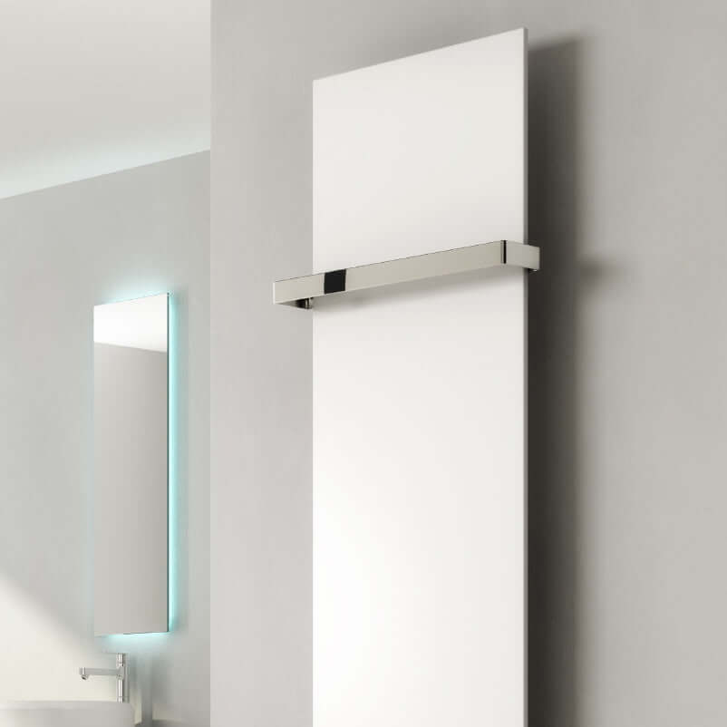 Reina Slimline Vertical Mild Steel Wall Mounted Heated Towel Rail Radiator White