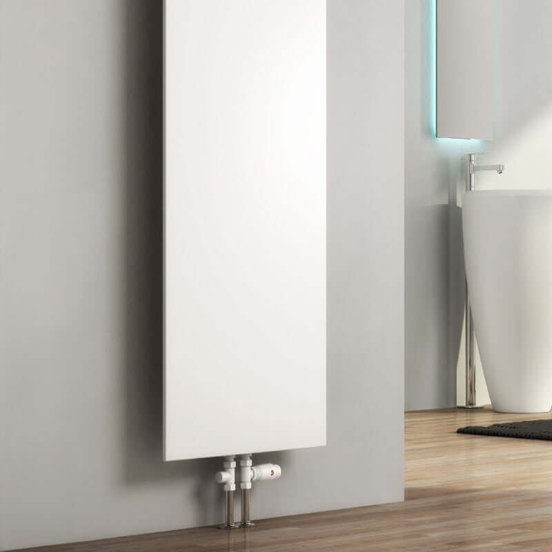 Reina Slimline Vertical Mild Steel Wall Mounted Heated Towel Rail Radiator White