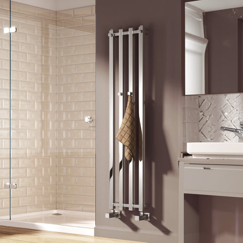 Reina Todi Mild Steel Wall Mounted Heated Towel Rail Radiator Chrome