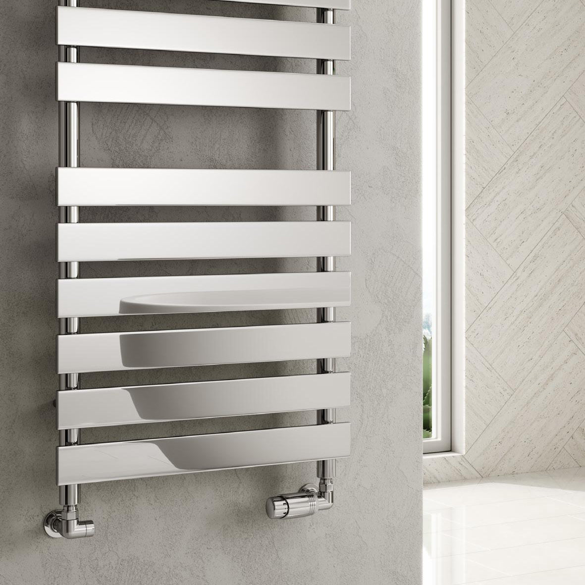 Reina Trento Mild Steel Wall Mounted Heated Towel Rail Radiator Chrome