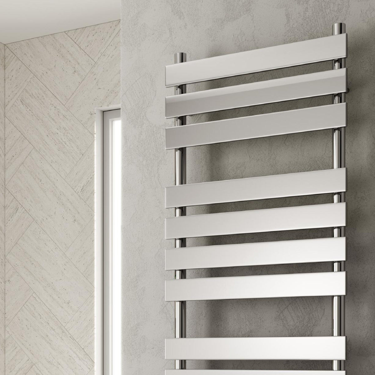 Reina Trento Mild Steel Wall Mounted Heated Towel Rail Radiator Chrome