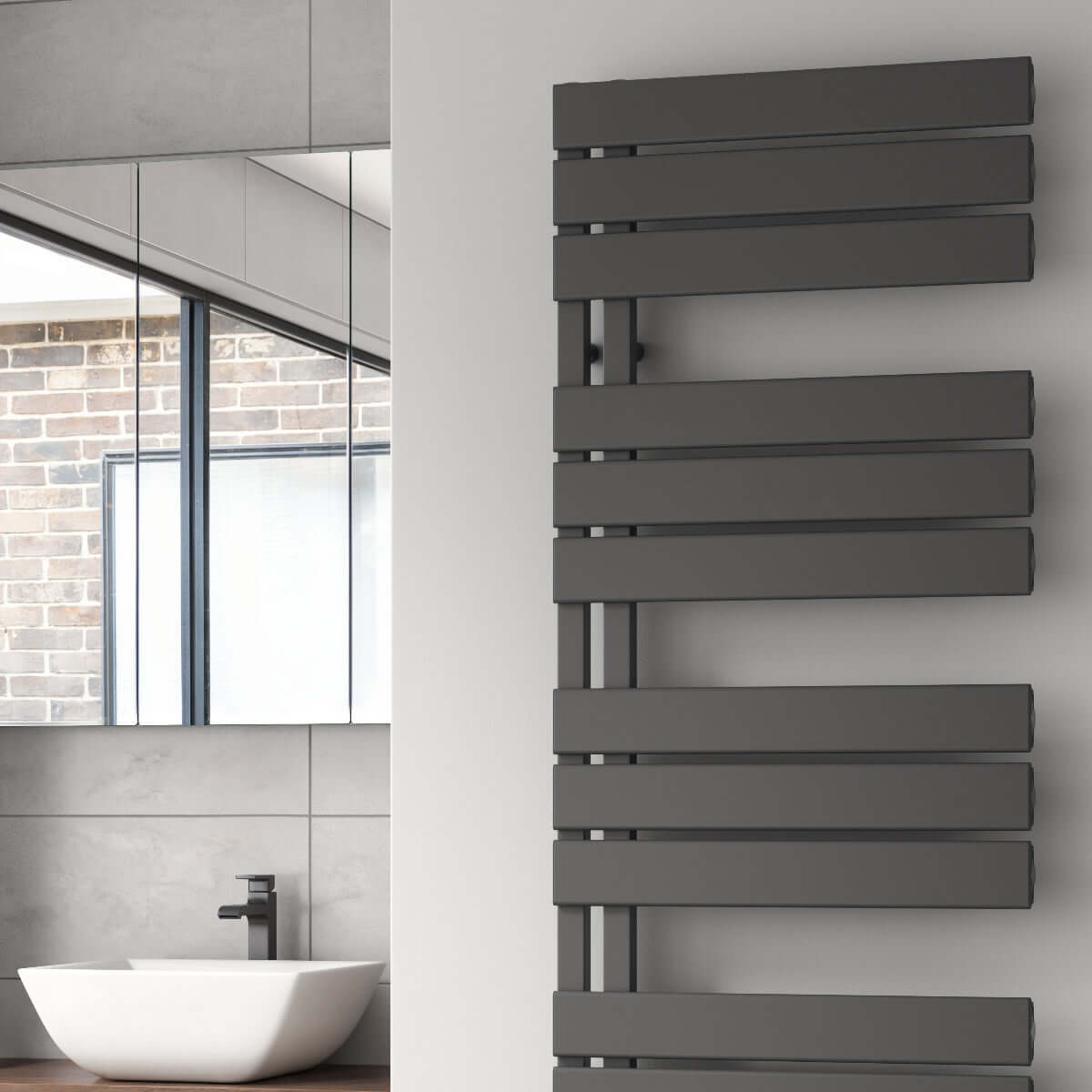 Reina Vada Aluminium Wall Mounted Heated Towel Rail Radiator Anthracite