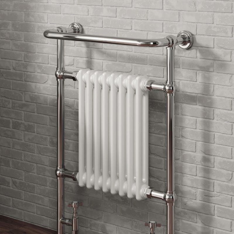 Reina Victoria Mild Steel 960x675 Chrome/White Towel Rail