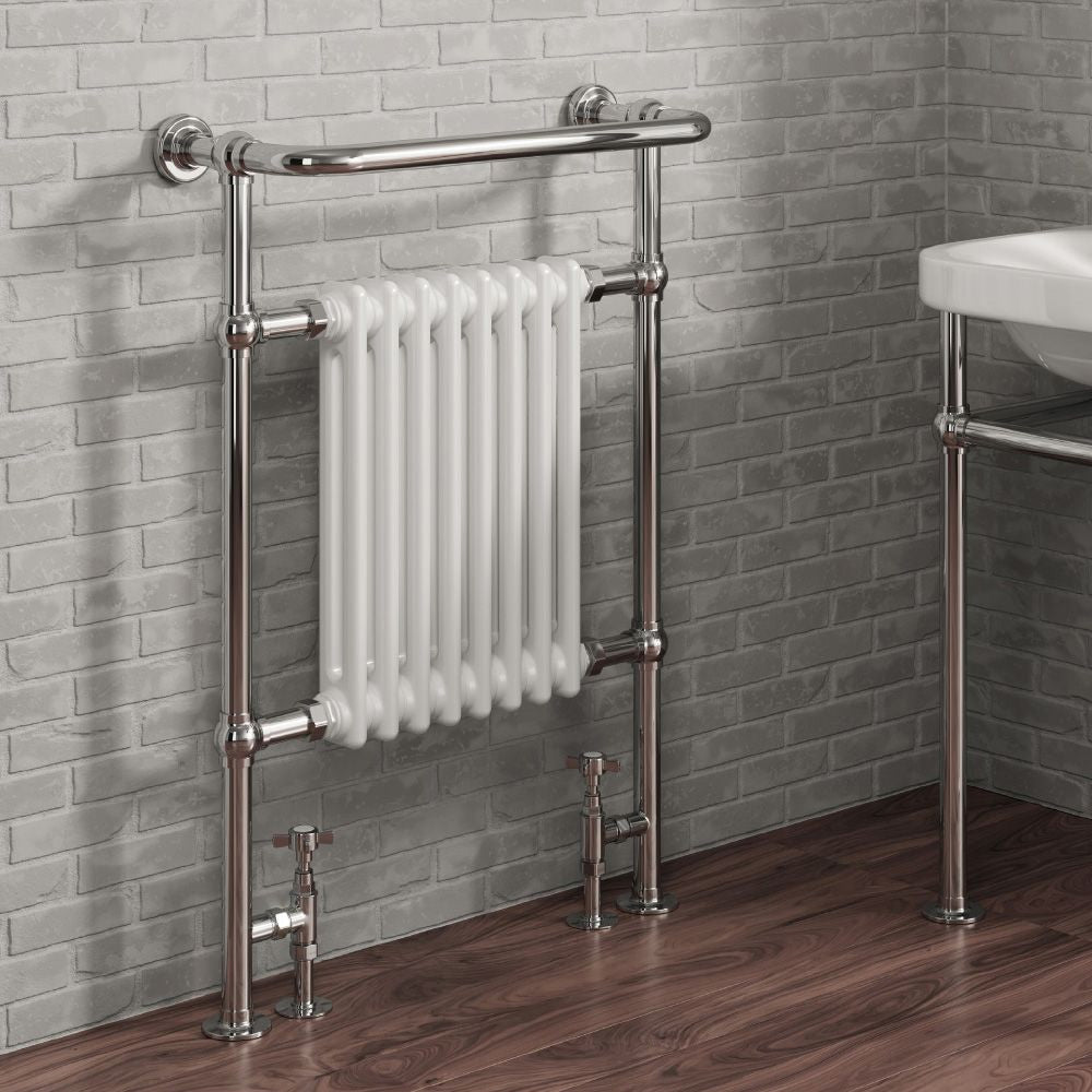 Reina Victoria Mild Steel 960x675 Chrome/White Towel Rail