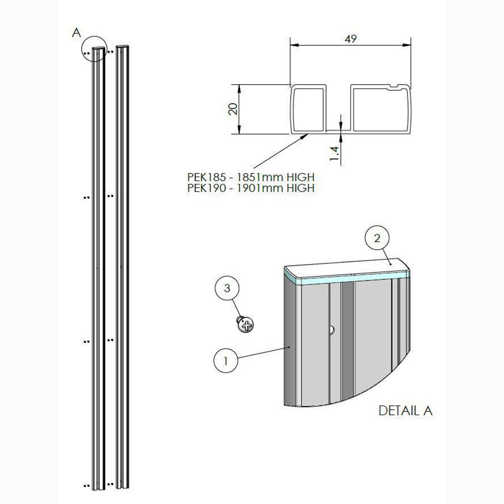Astini Chrome 20mm Extension Profile